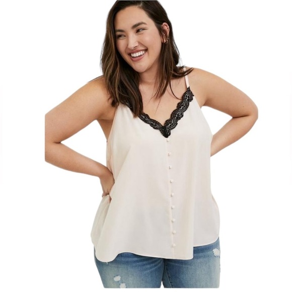 Torrid Chablis Lace Trim Cami Peach Blush Size 2X 18-20 - Picture 1 of 16